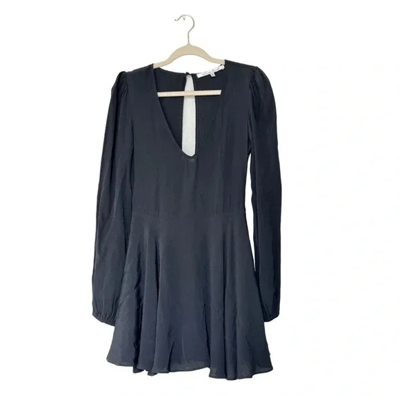 Revolve Lovers + Friends Shimmy Black Long Sleeve Skater Mini Dress Size S